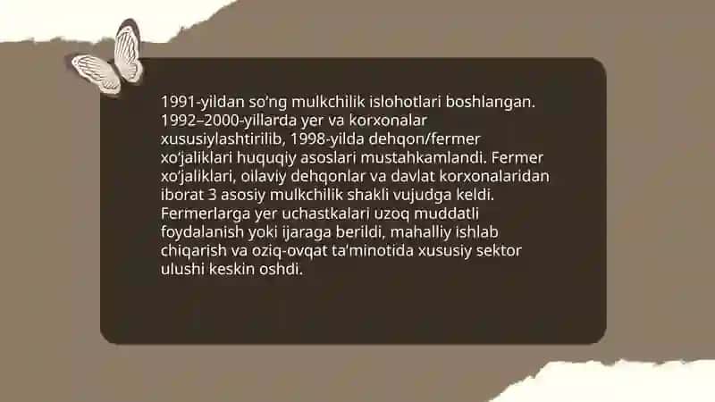 Mulkchilik islohotlari va fermer xoʻjaliklarining tashkil etilishi 3