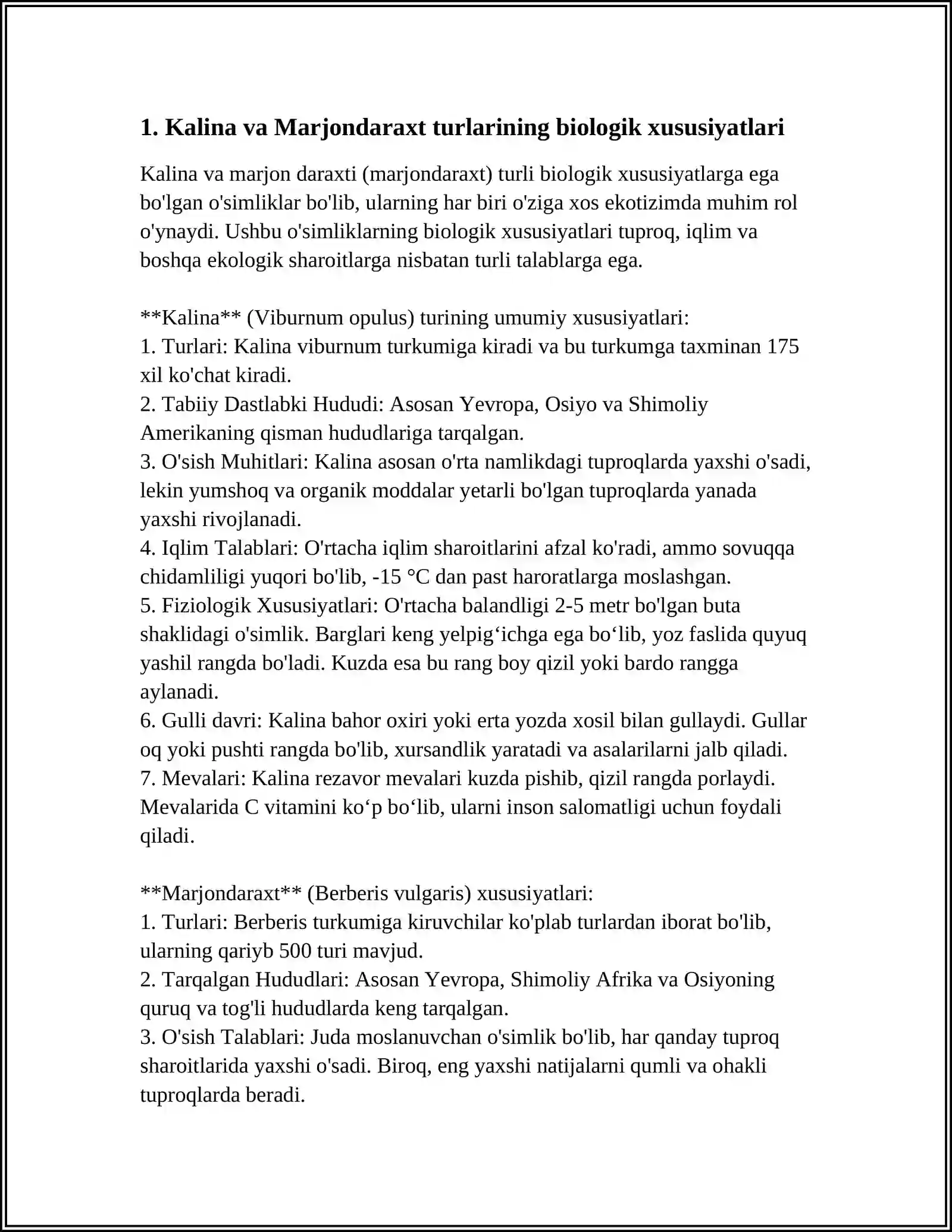 KALINA VA MARJONDARAXT TURKUMLARIDAGI TURLARNI BIOLOGIYASI,EKOLOGIYASI VA AHAMIYATI 3