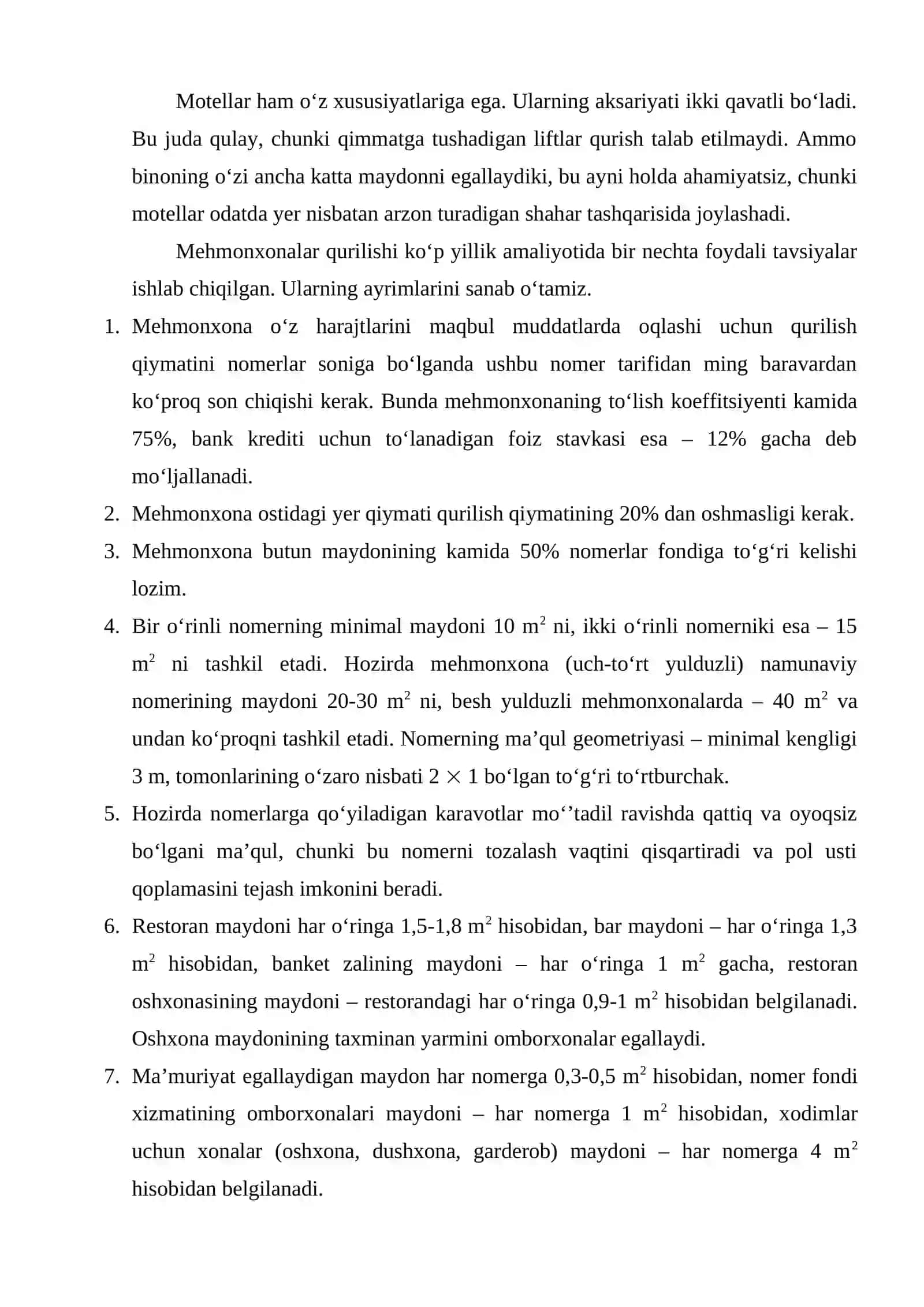 Mehmonxonalarning me’morchilik va texnik yechimlari 3