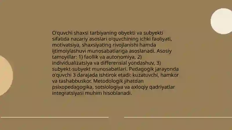 O'quvchi shaxsi tarbiyaning obyekti va subyekti sifatida 3
