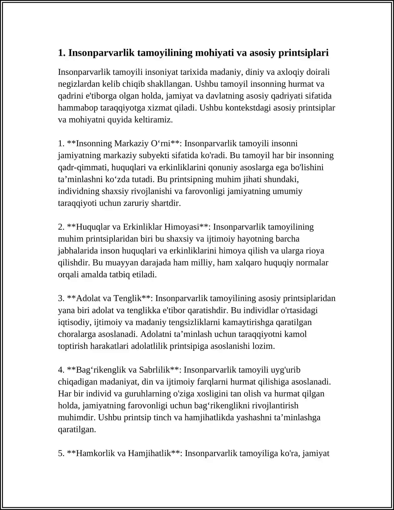 Insonparvarlik tamoyilining mohiyati va asosiy printsiplari 3