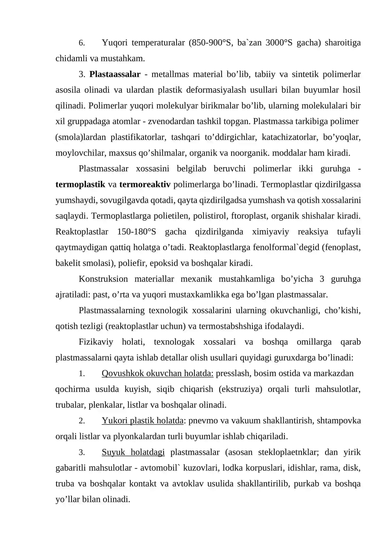 Mеtаllmаs kоnstruksiоn mаtеriаllаrdаn dеtаllаr vа mаhsulоtlаr ishlаb chiqаrish tеxnоlоgiyasining аsоslаri 3