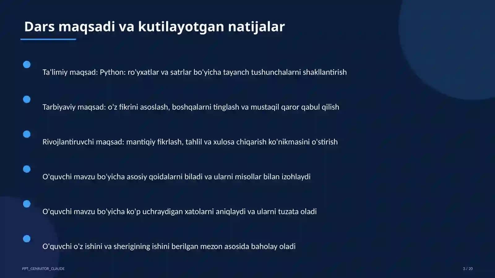 Python: ro'yxatlar va satrlar (9-sinf) 3