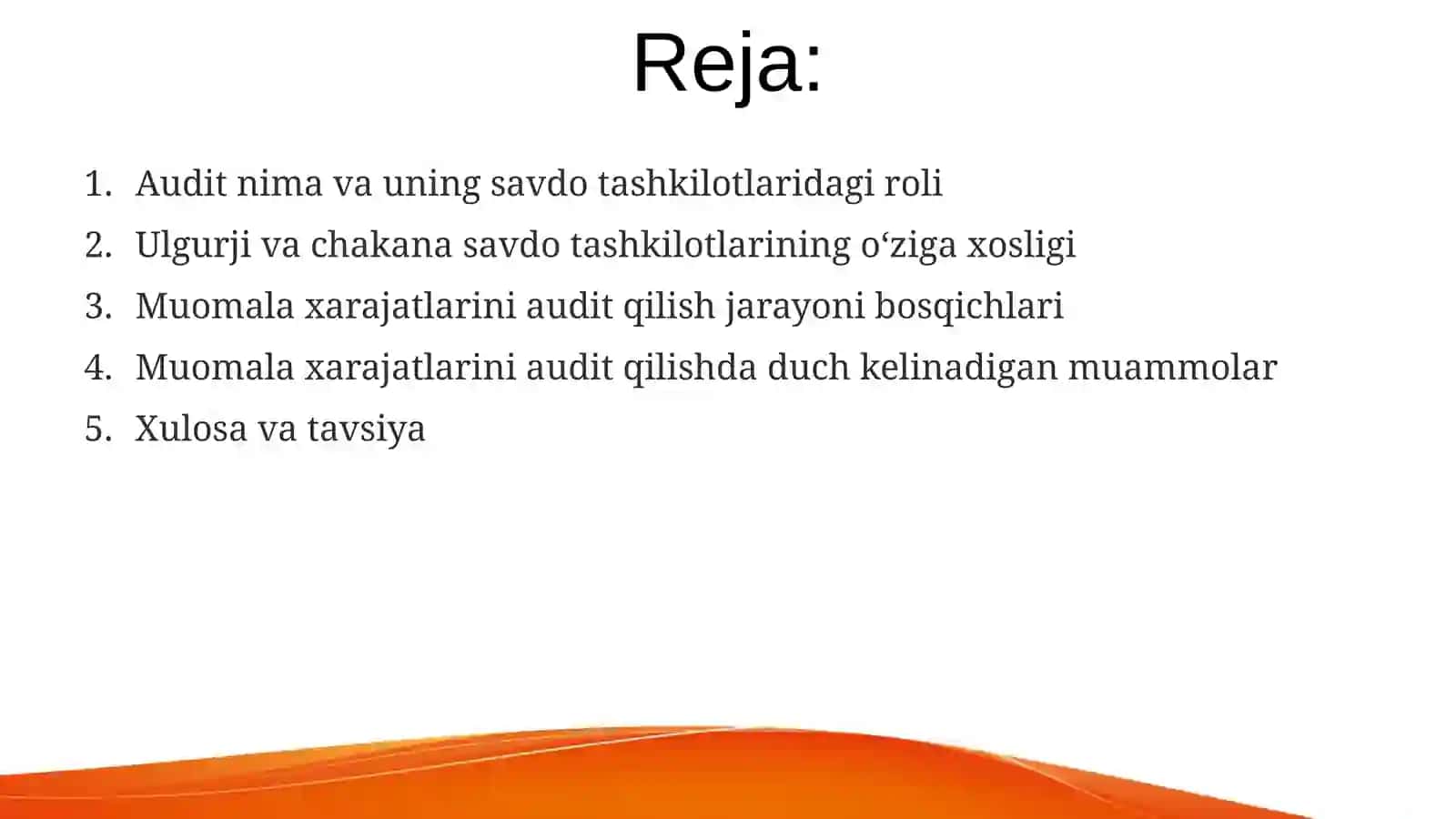 Ulgurji va Chakana Savdo Tashkilotlarida Muomala Xarajatlarini Audit Qilish 3