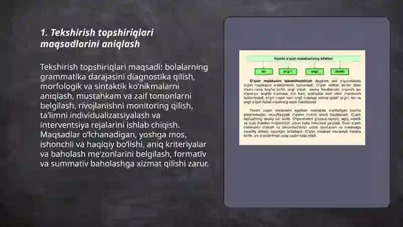 Bolalarda grammatik koʻnikmalari holatini oʻrganish uchun tekshirish topshiriqlarini tanlash 3