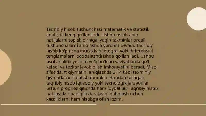 Taqribiy hisob, absolyut va nisbiy xato, sonlarni yaxlitlash usullari 3