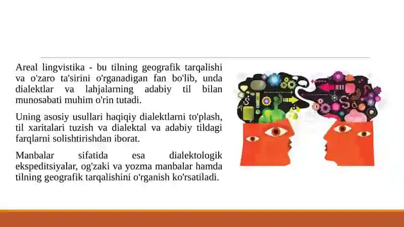 Areal lingvistika haqida tushuncha uning metodlari va manbalari.Dialektning adabiy til bilan munosabati. 3