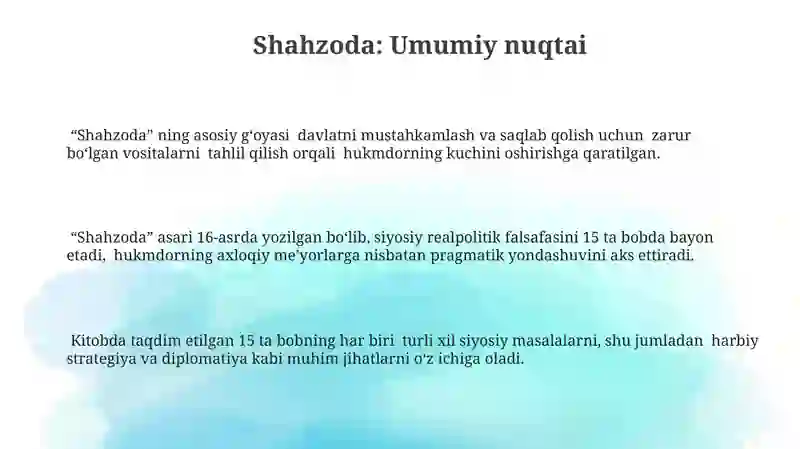 Makiavellining "Xukmdor"asari 3