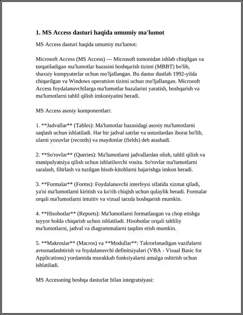 MS ACCESS IMKONIYATKARI 3