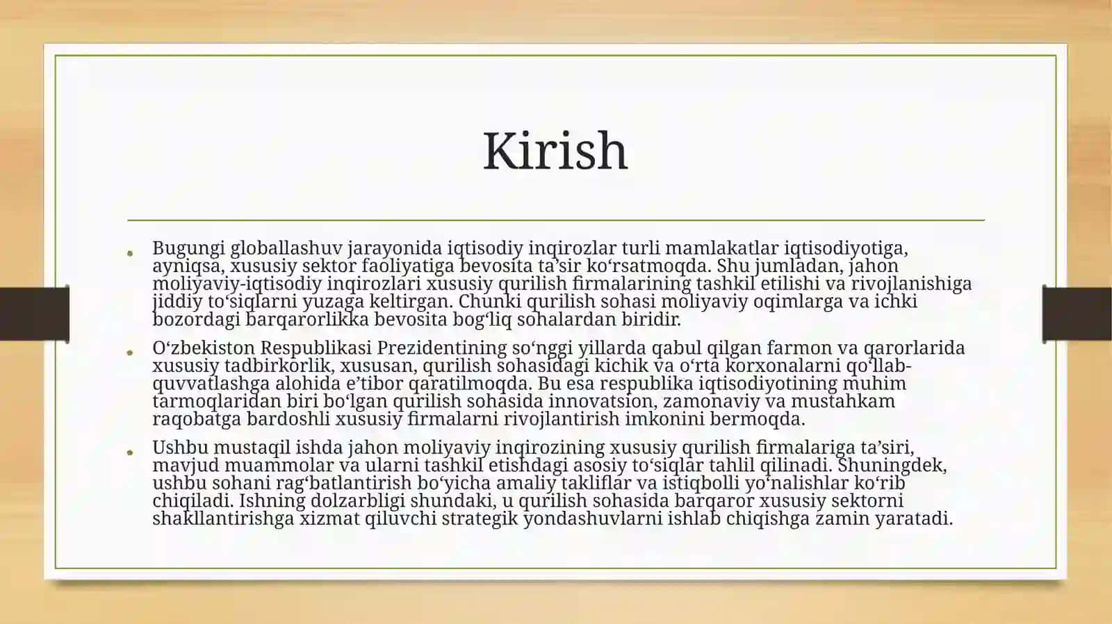 Xususiy qurilish firmalari va jahon moliyaviy-iqtisodiy inqirozi sharoitida 3