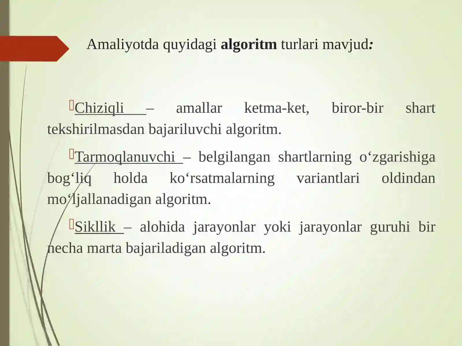 Chiziqli algoritmlar 3