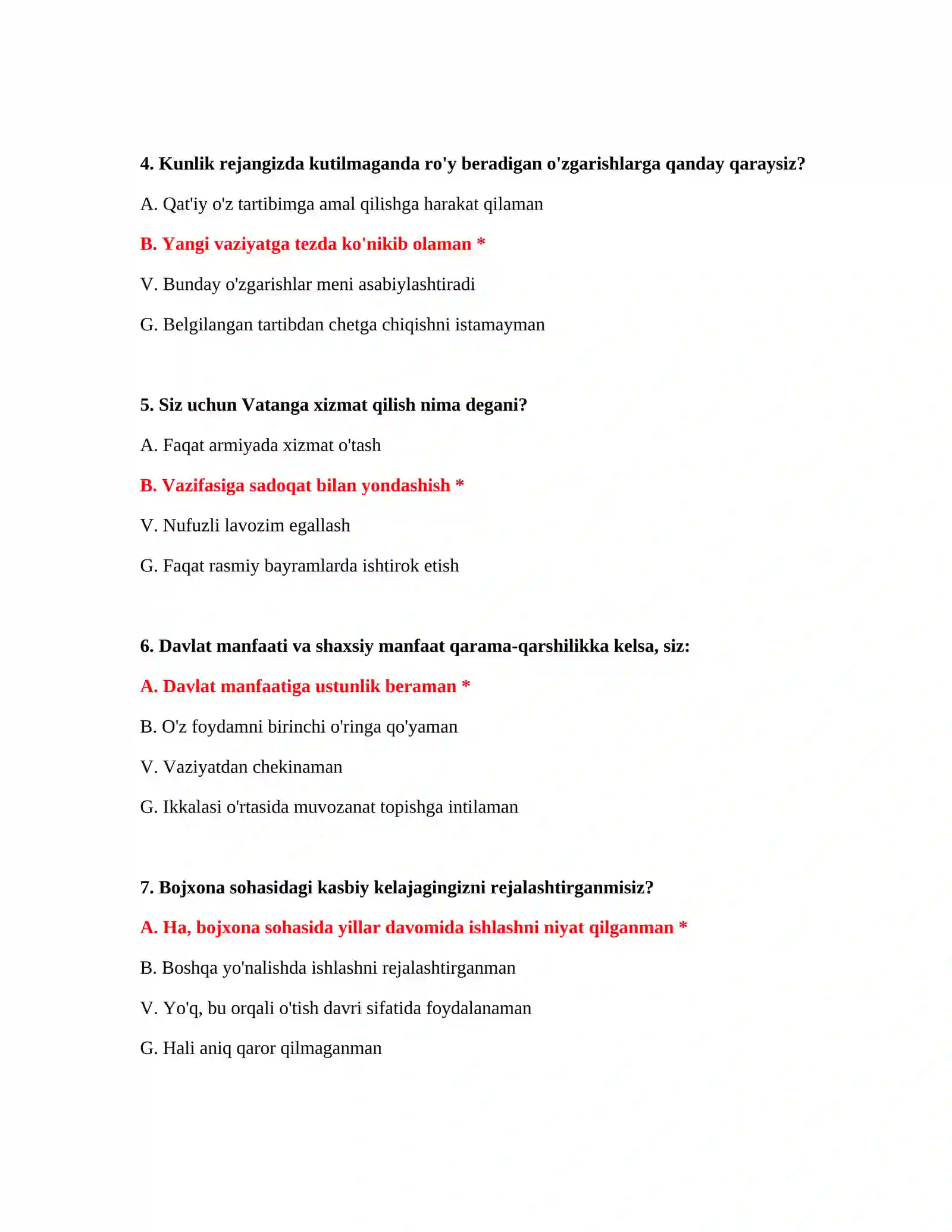 Bojxona ishi fanidan test savollari 3