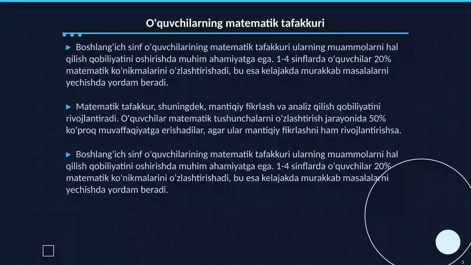 Maktab taʼlimida boshlangich sinf oʻquvchilarini matematik tasavvurlarni shakllantirishda mantiqiy tafakkurni rivojlantirish 3