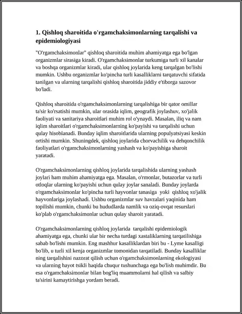 TIBBIYOTDA AHAMIYATGA EGA BO'LGAN O'RGAMCHAKSIMONLAR QISHLOQ KANASI 3