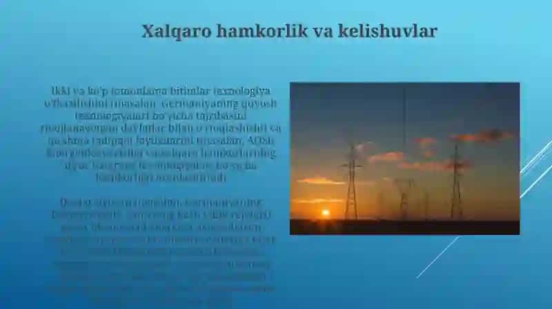 Mavzu: Muqobil Energiya Manbalarini Ishlab Chiqarishda Davlatlarining Roli 3