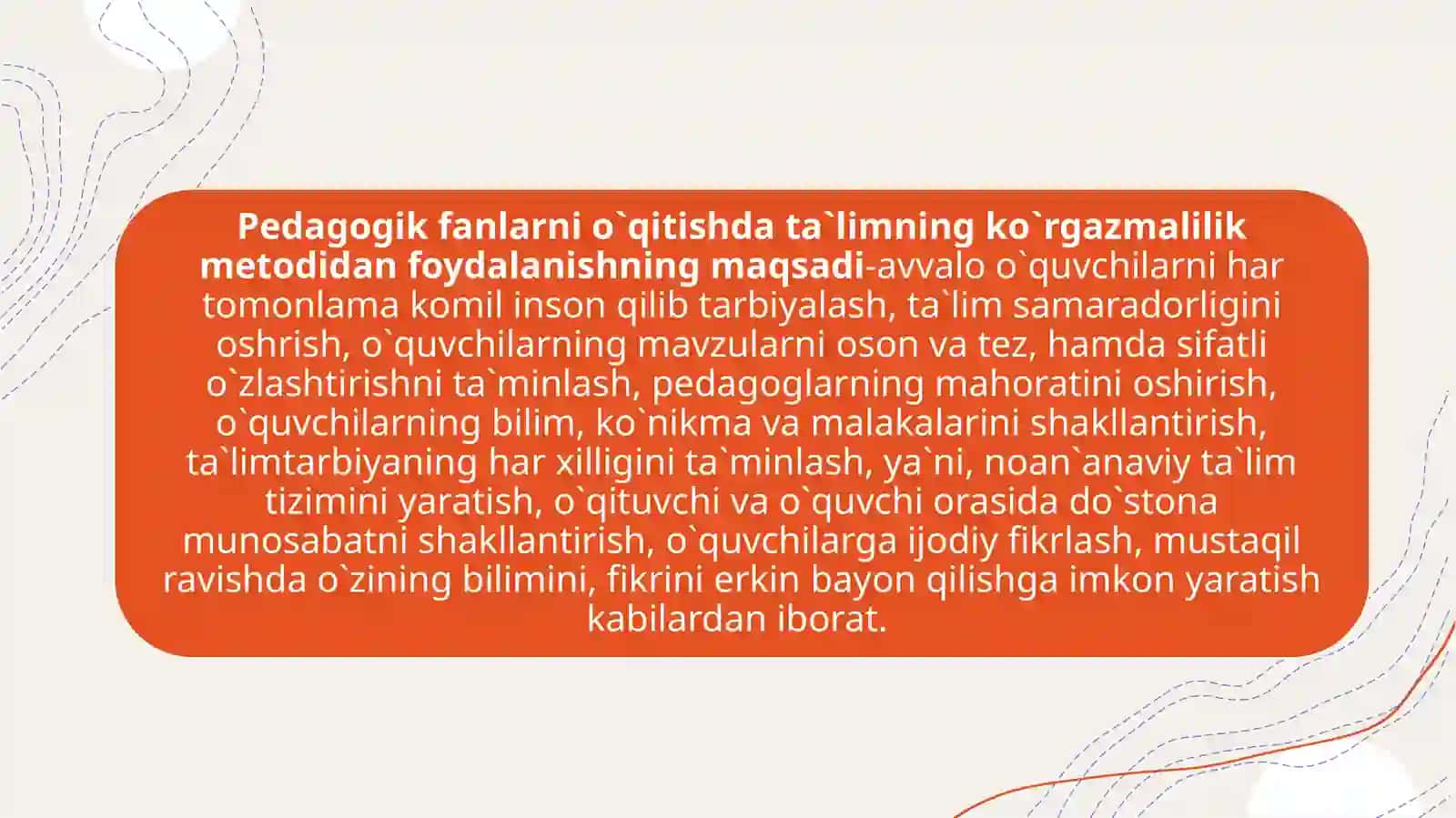 Pedagogik fanlarni o'qitishda ta'limning ko'rgazmali metodlaridan foydalanish yo'llari 3