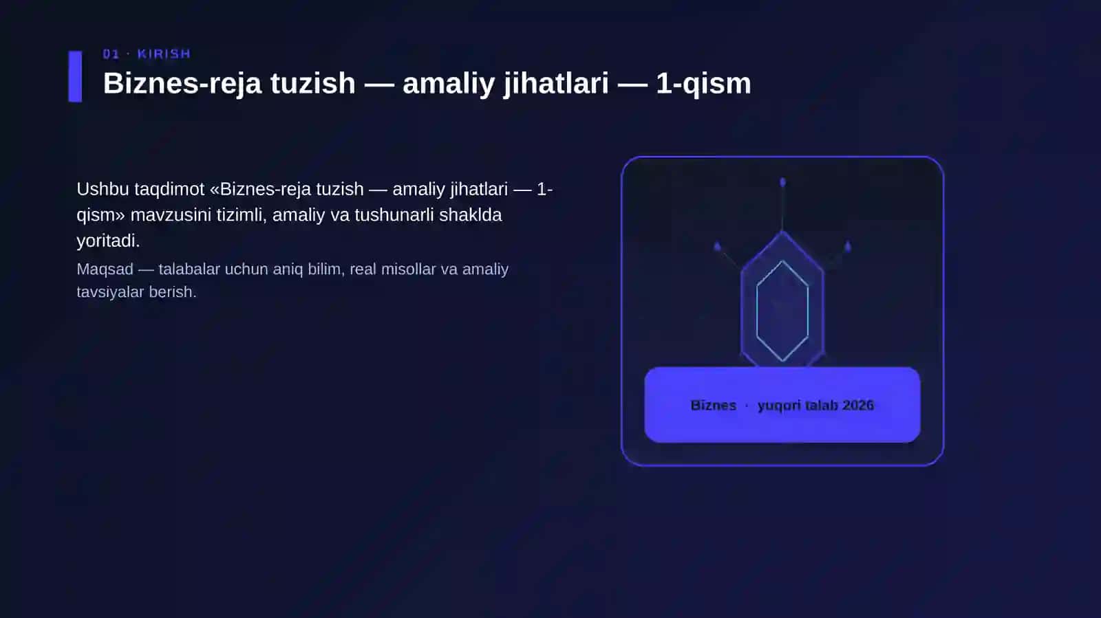 Biznes-reja tuzish — amaliy jihatlari — 1-qism 3