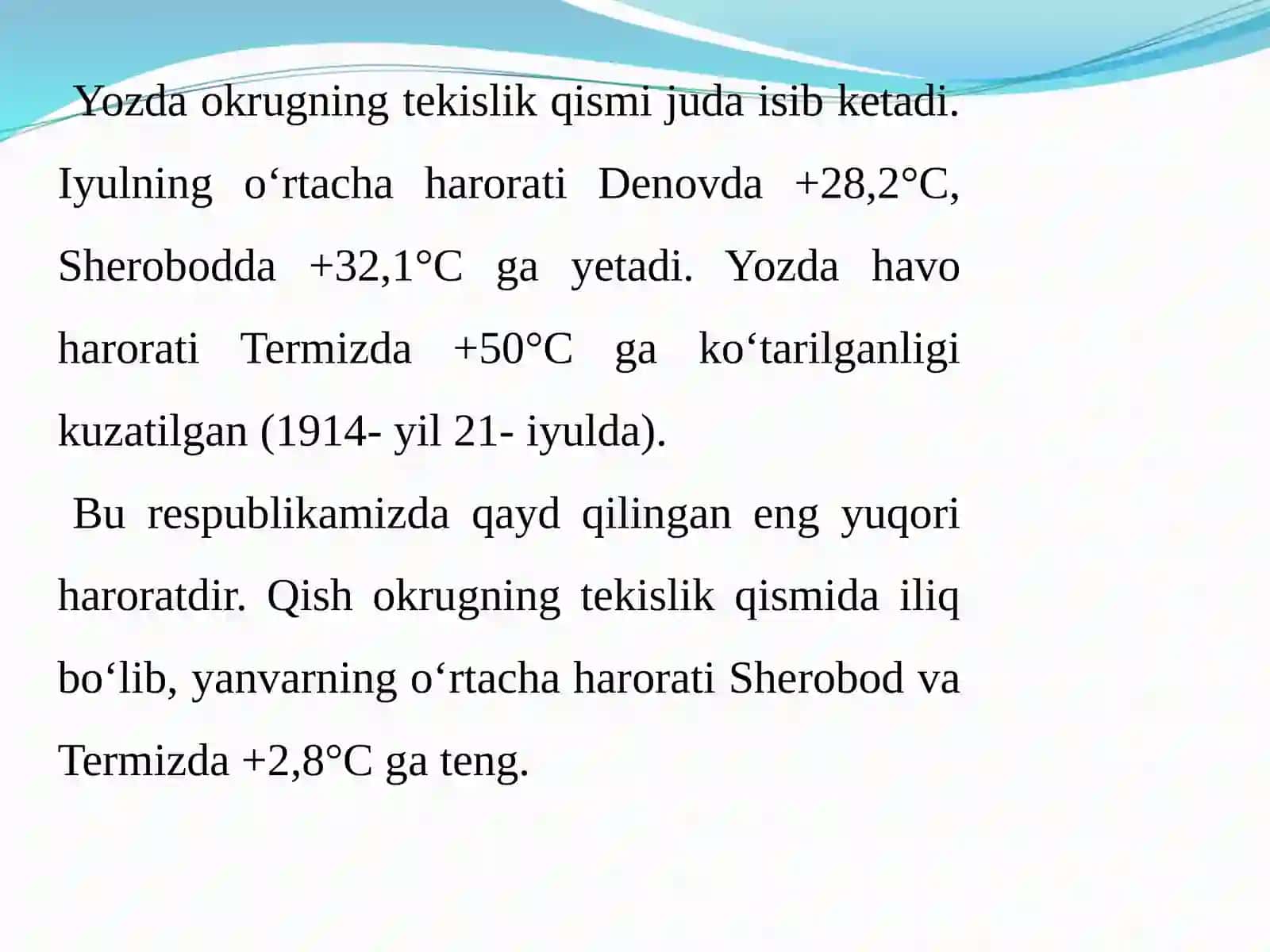 Surxondaryo Iqlimi, suvlari, tuproqlari va hayvonot dunyosi 3