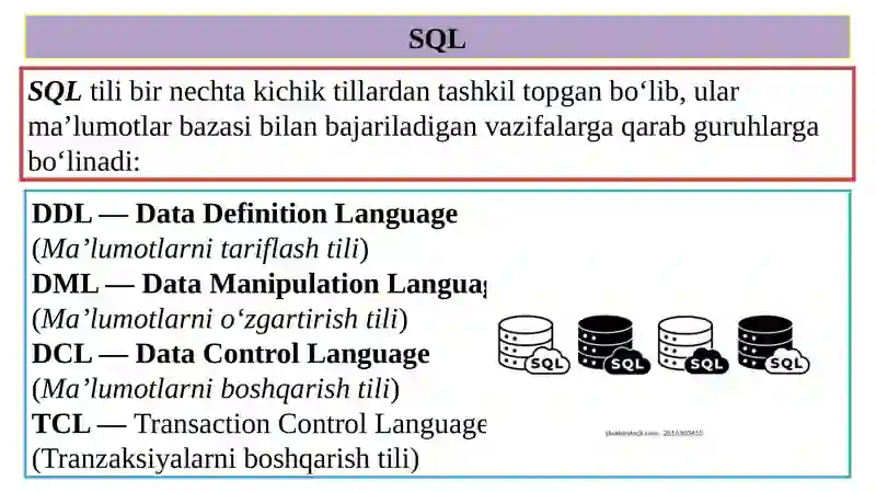 SQL tili yordamida ob’yektlar ustida amallar bajarish 3