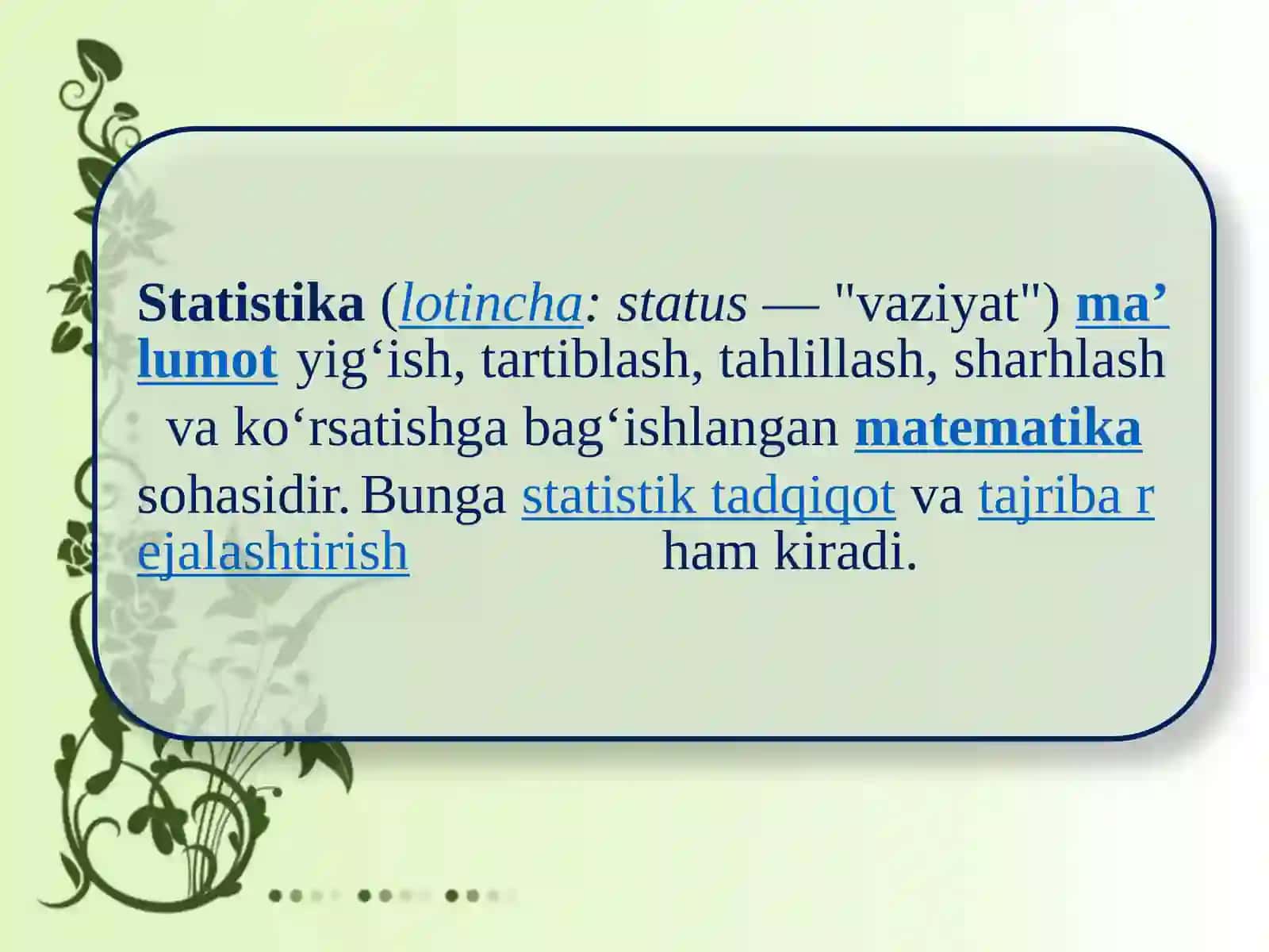 STATISTIKA FANINING PREDMETI VA USULLARI 3