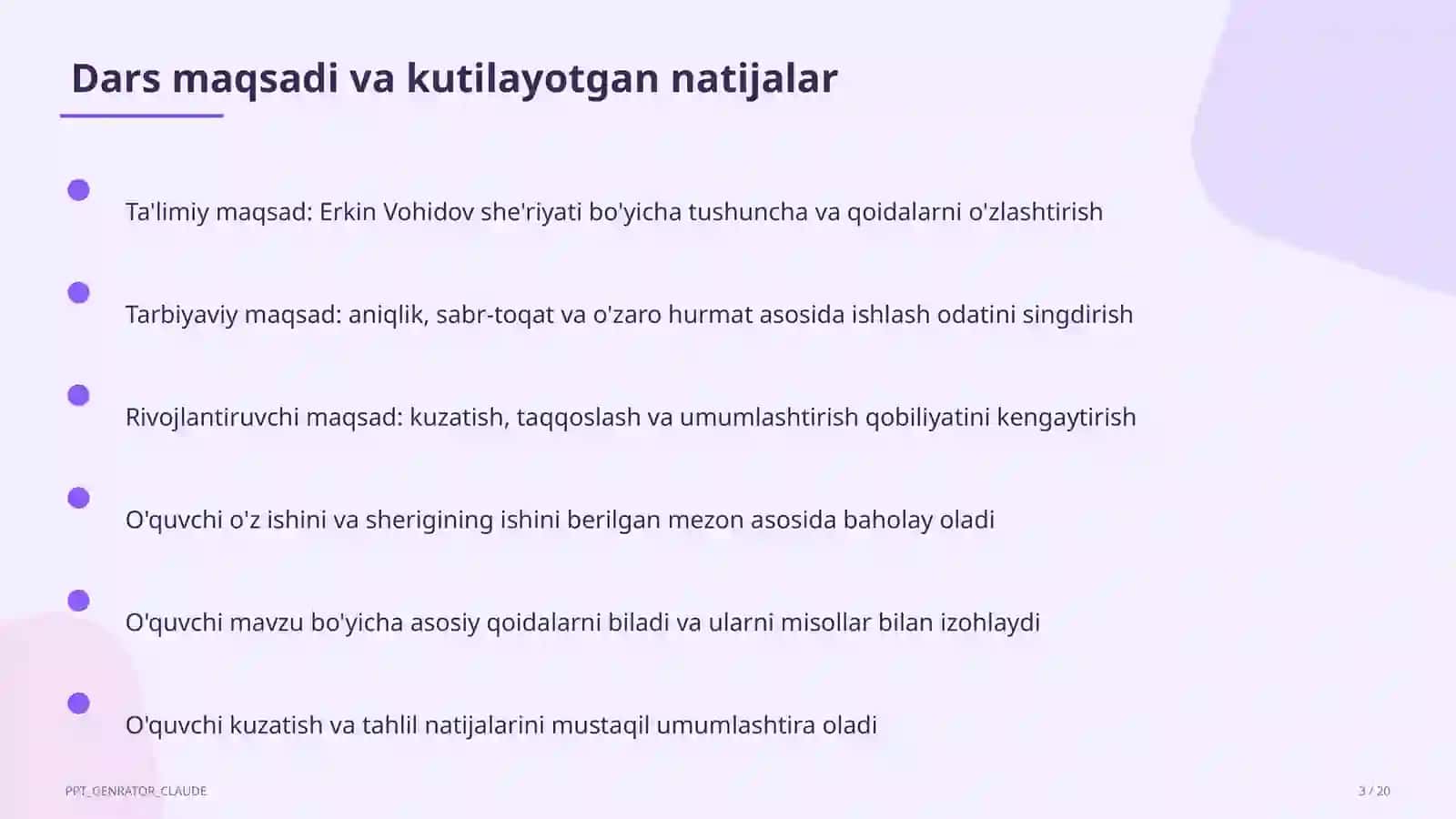 Erkin Vohidov she'riyati (8-sinf) 3