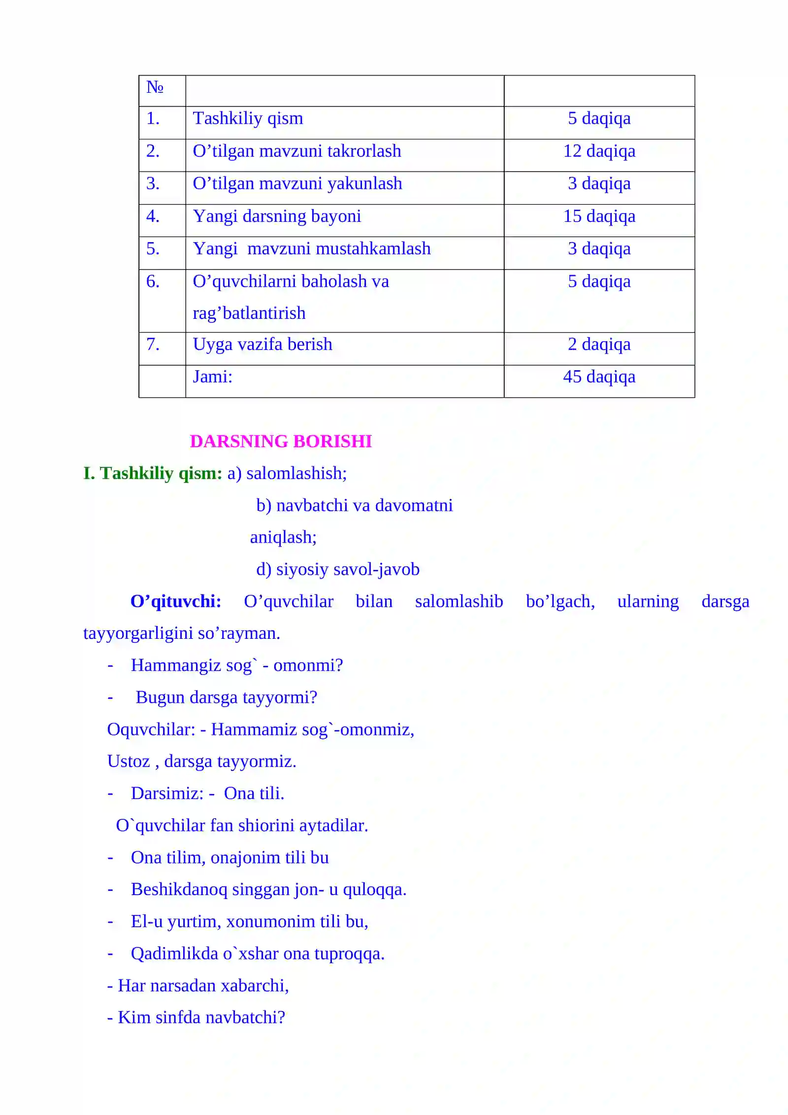 3-sinf Ona tili dars ishlanma. Fe'llarning talaffuzi va imlosi 3