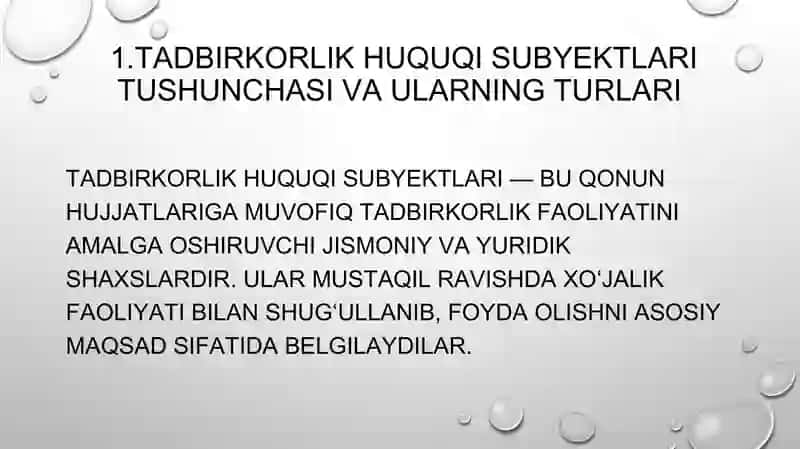 Tadbirkorlik Huquqi Subyektlari Tugatish Tartibi va Asoslari 3