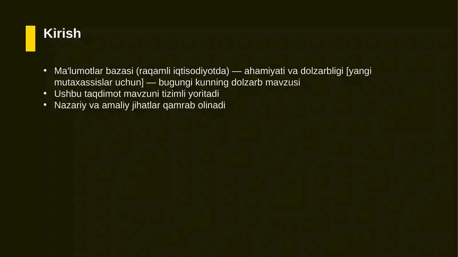 Ma'lumotlar bazasi (raqamli iqtisodiyotda) — ahamiyati va dolzarbligi [yangi mutaxassislar uchun] 3