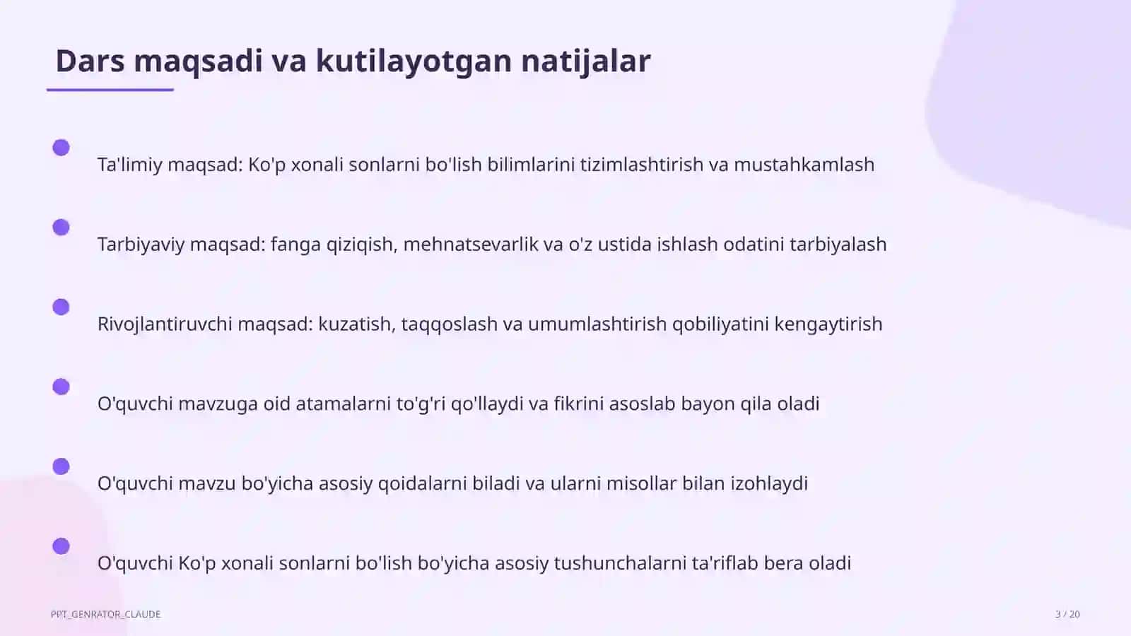 Ko'p xonali sonlarni bo'lish (4-sinf) 3