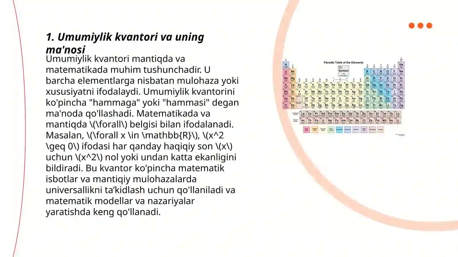 Umumiylik va mavjudlik kvantorlari. Cheklangan kvantorlar. Mantiqiy kvadrat 3