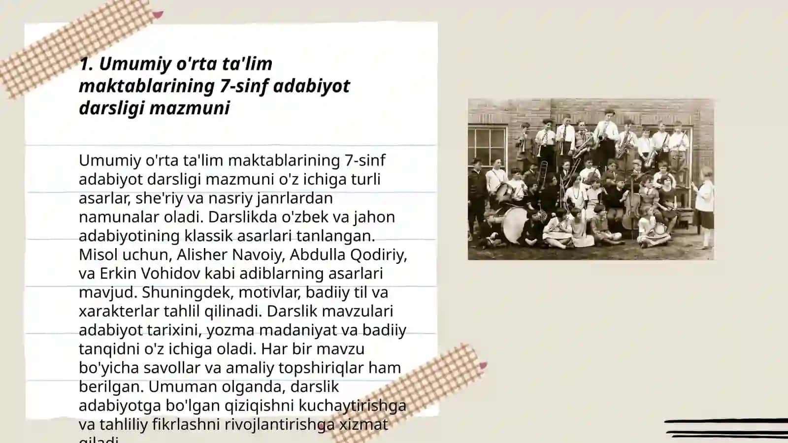 Umuman o'rta ta'lim maktablari 7-sinf adabiyot darsligi va melodic qo'llanmasi ustida ishlash 3