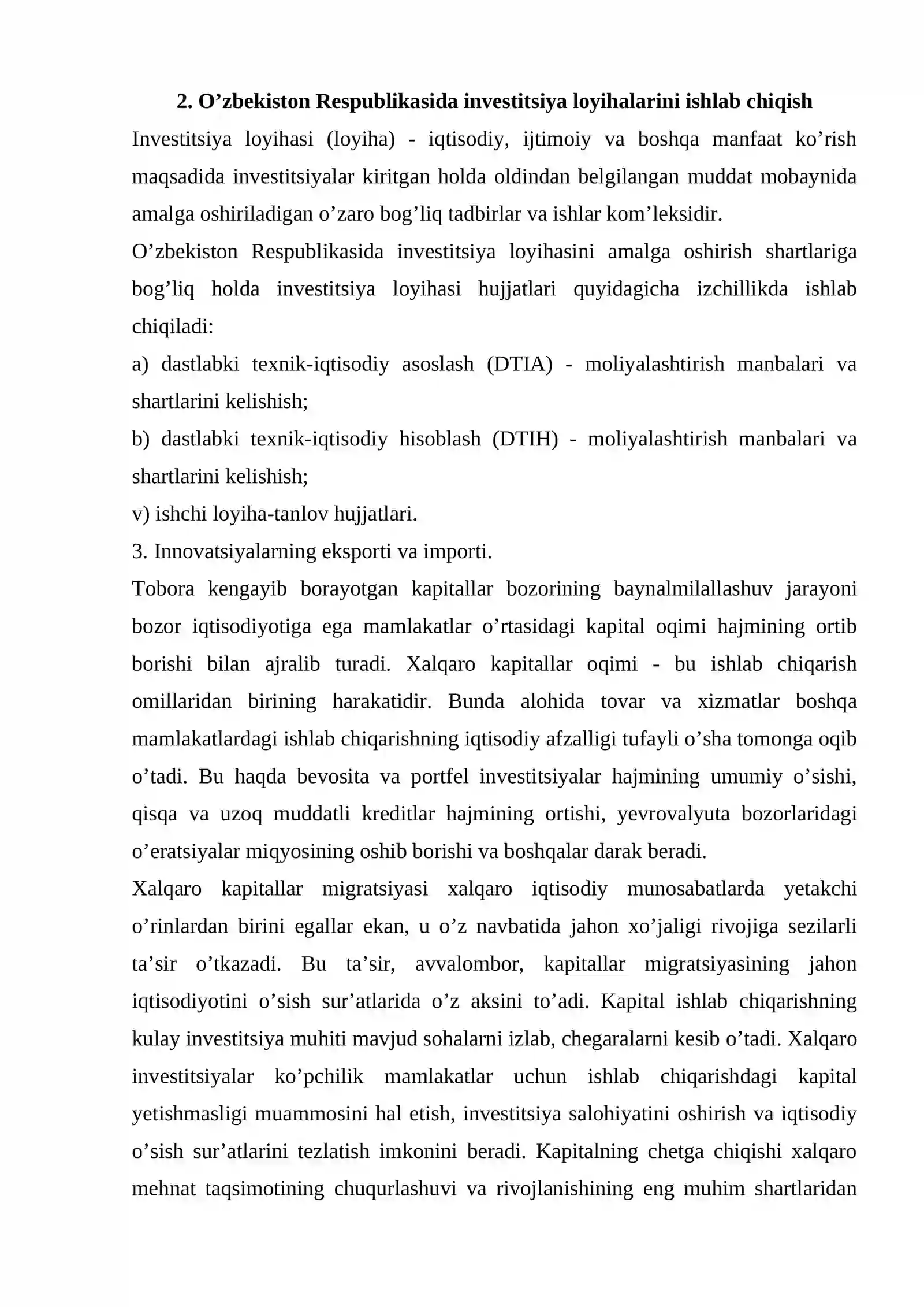 Globallashuv mehnat unumdorligining ortishi va jahon miqyosida innovatsiyani to’xtovsiz qo’llash imkoniyatini yaratishidagi o’rni. 3