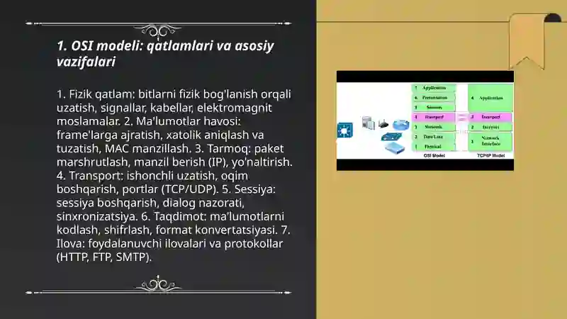 Kompyuter tarmoqlarining asosiy arxitektura modellari (OSI va TCP/IP) 3