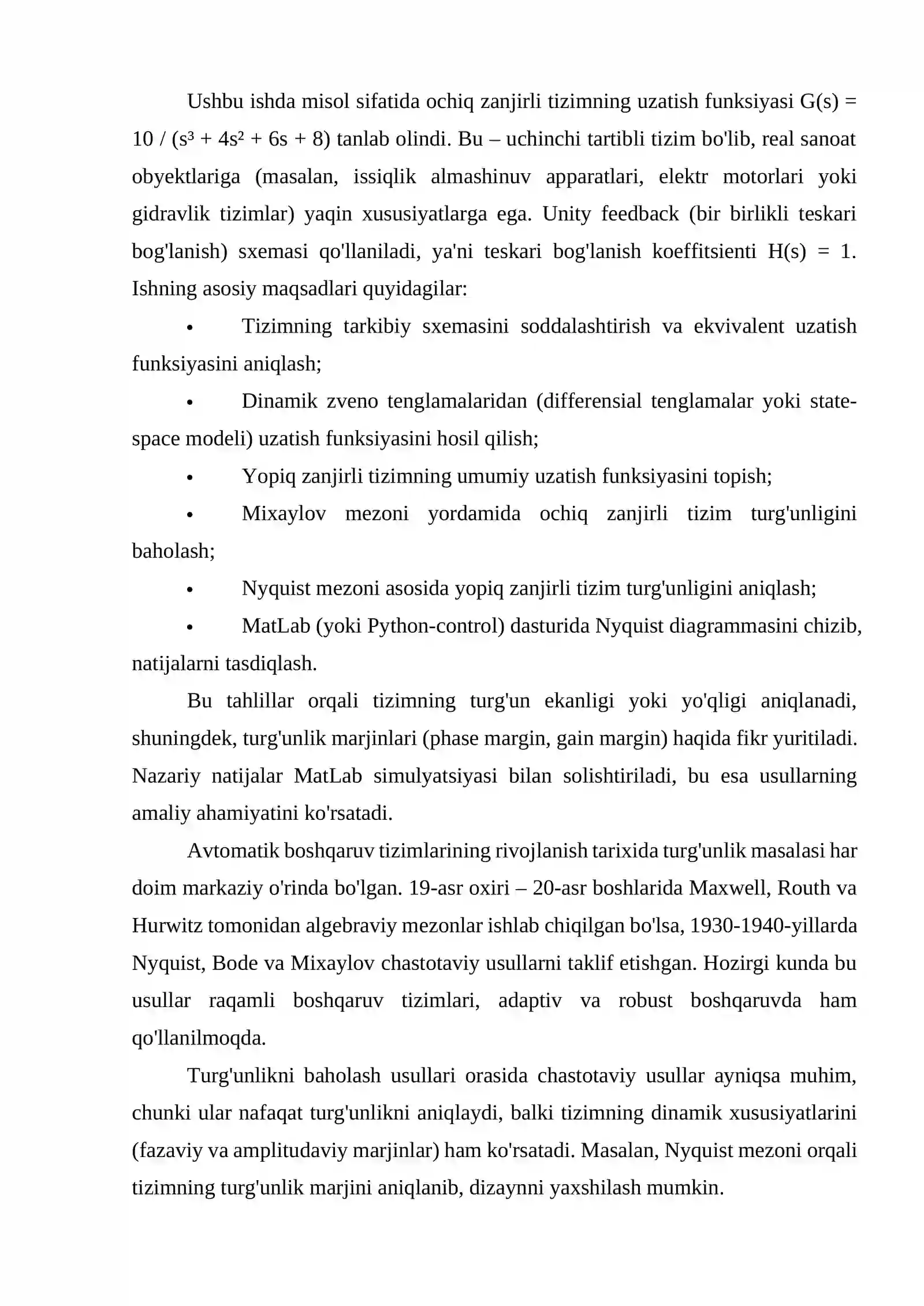 Avtomatik boshqaruv tizimining turg'unligini aniqlash 3