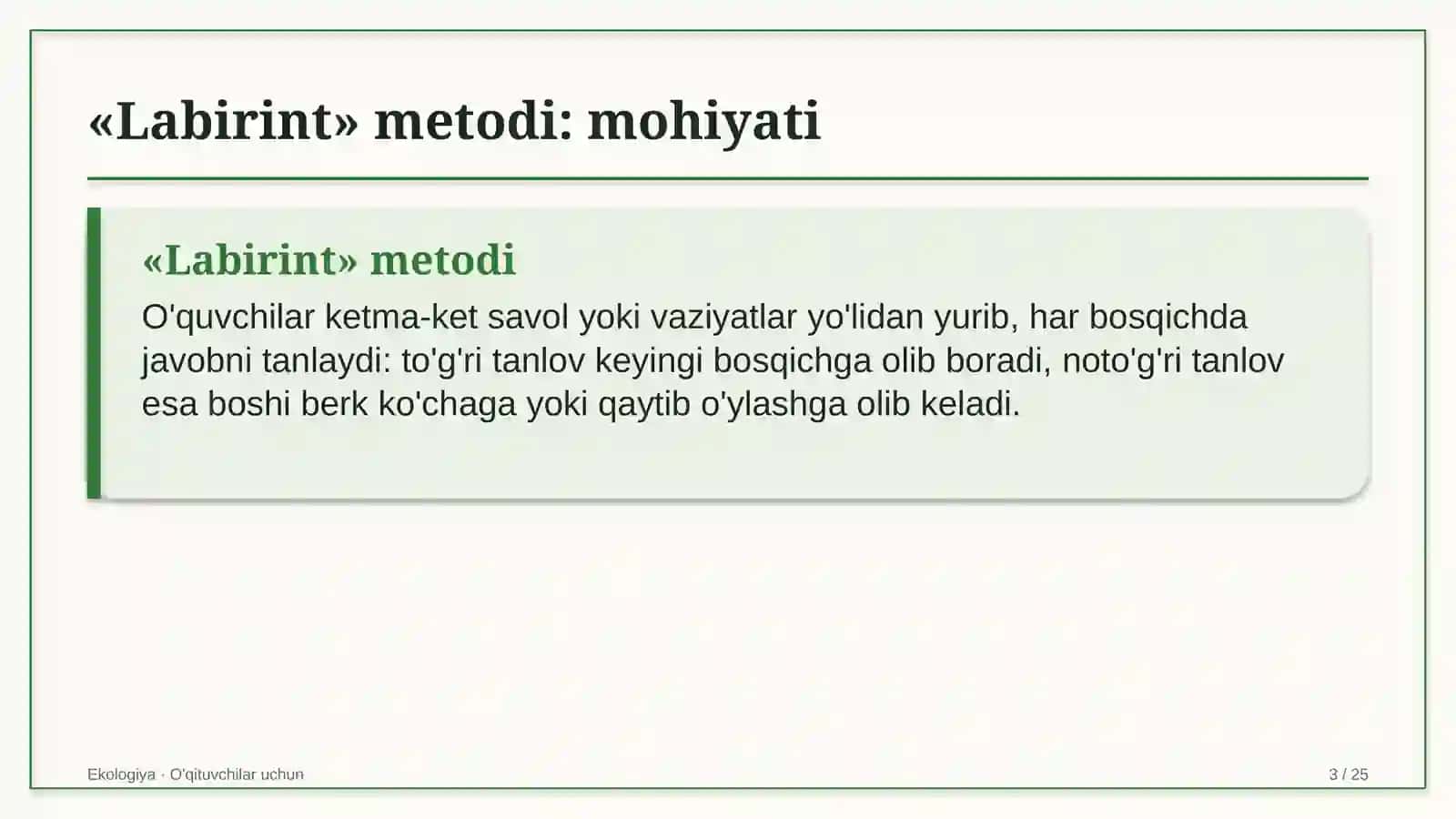 ekologiya darslarida labirint metodidan foydalanish 6557 3
