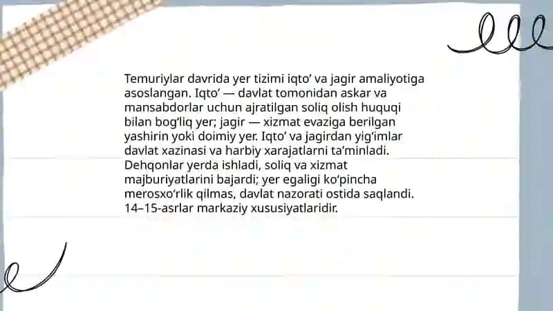 Temuriylar davri iqtisodiy taʼlimotlari 3