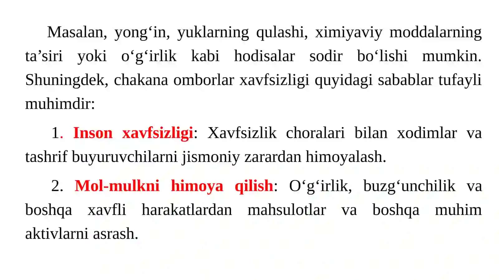 Boyitish fabrikasi omborlari xavfsizlik choralari 3