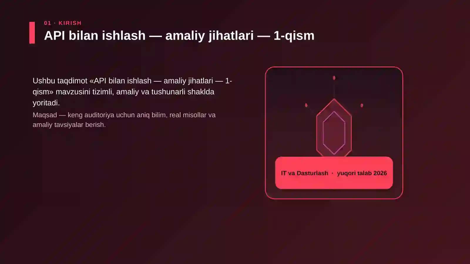 API bilan ishlash — amaliy jihatlari — 1-qism 3