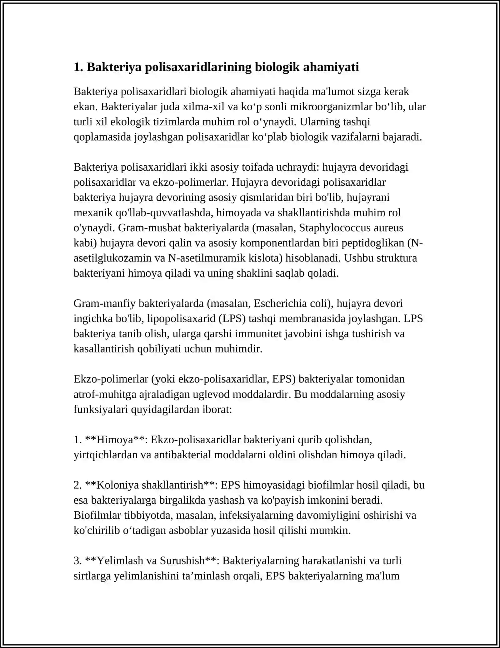 BAKTERIYA POLISAXARIDLARINI IZOLYATSIYA QILISH 3