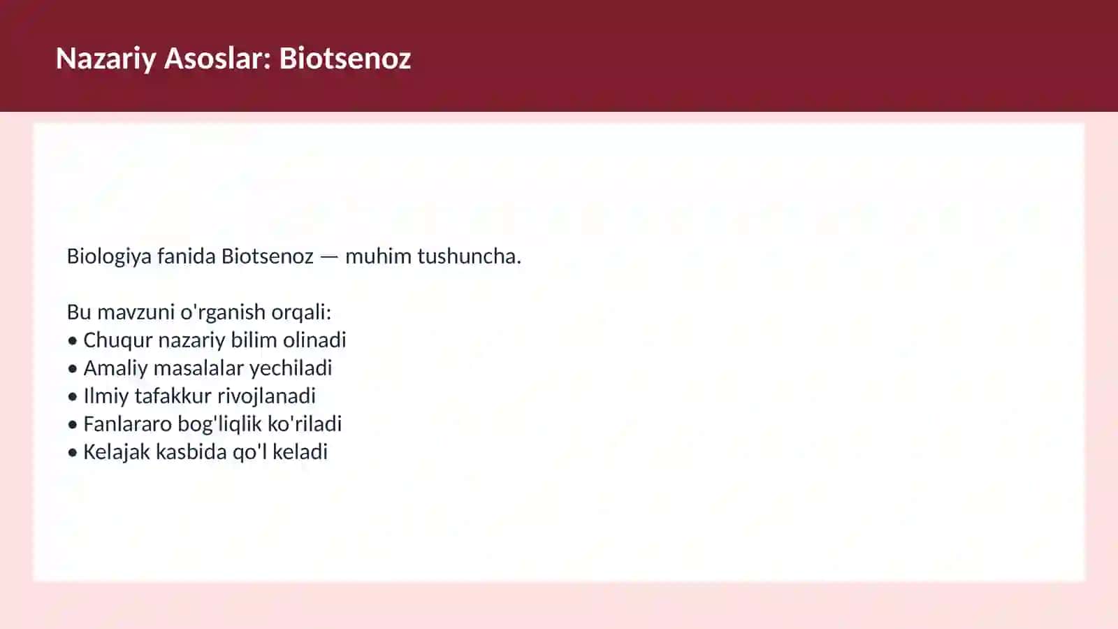 Dars ishlanma Biologiya Ekologiya 3