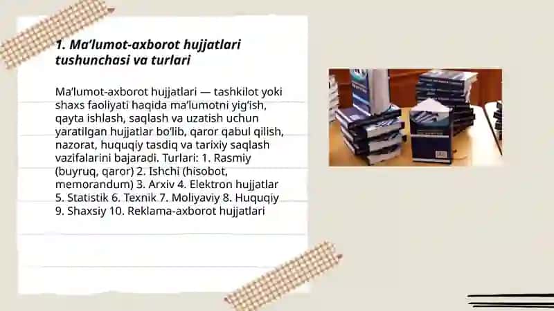 Ma’lumot-axborot hujjatlari tushunchasi va turlari 3