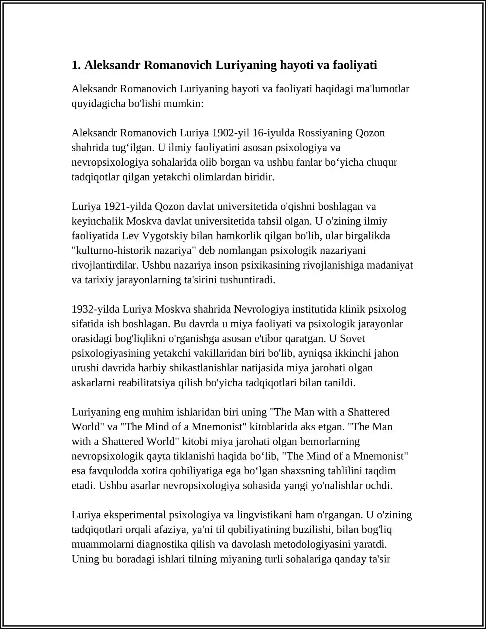 A. R. LURIYA NEYROPSIXOLOGIYA FANI ASOSCHISI SIFATIDA 3