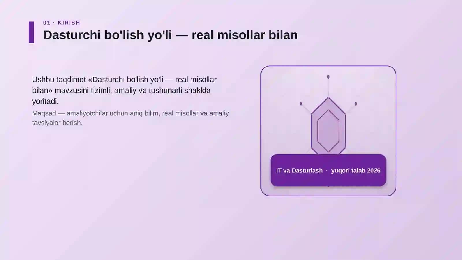 Dasturchi bo'lish yo'li — real misollar bilan 3