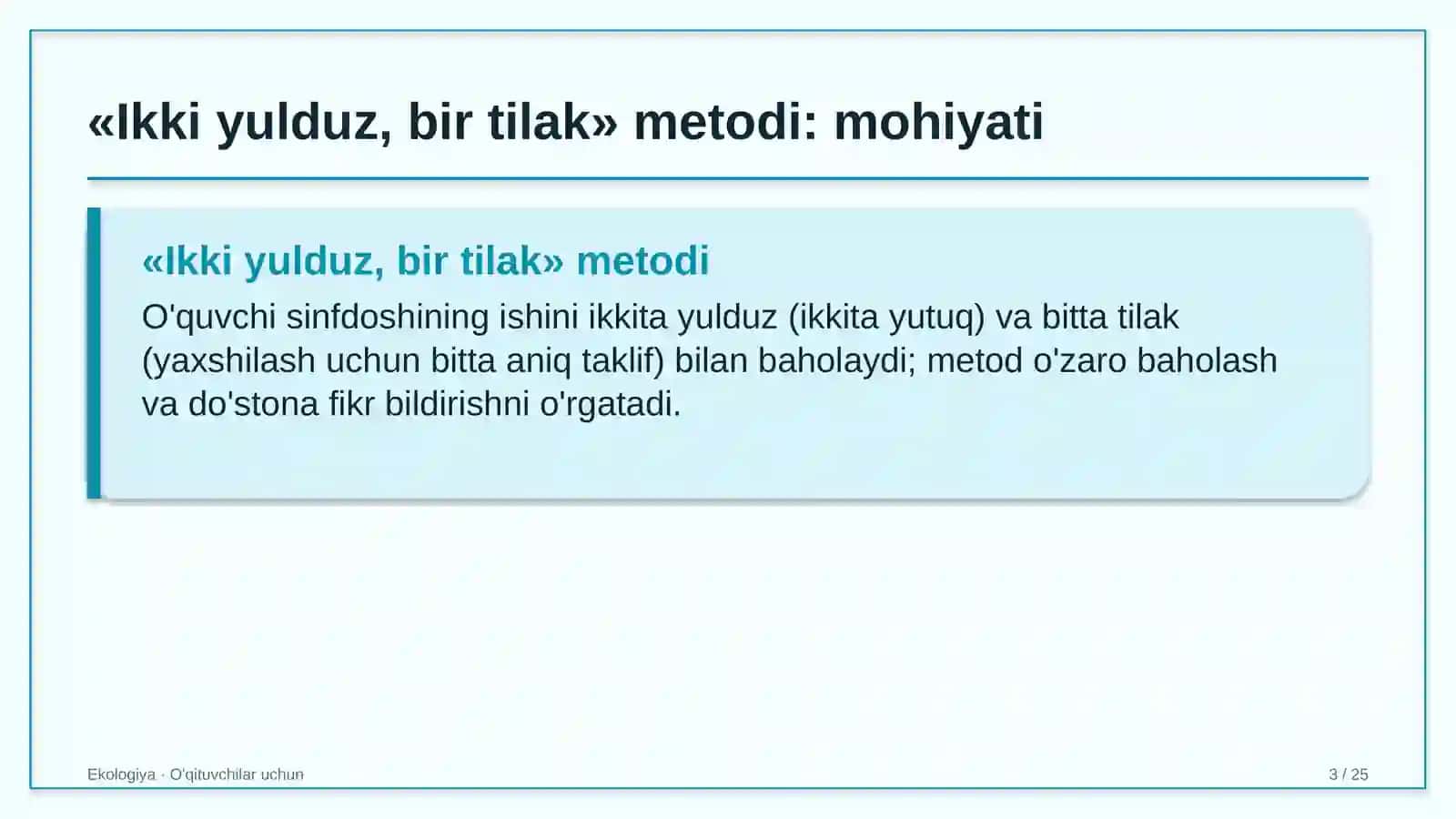 ekologiya darslarida ikki yulduz bir tilak metodidan foydalanish 4732 3