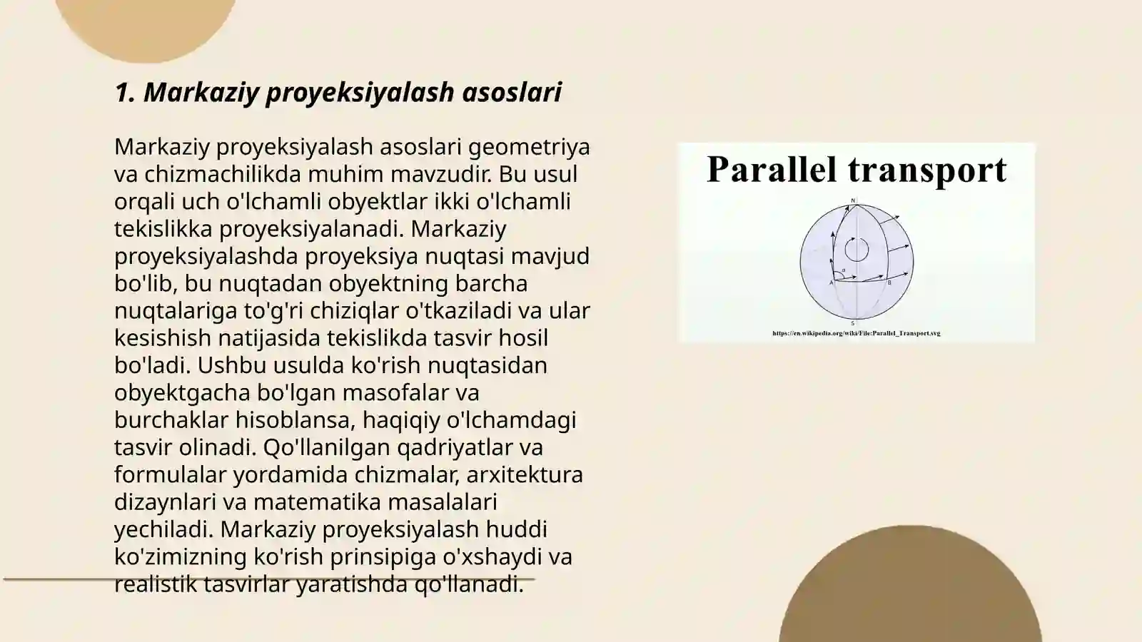 Markaziy va parallel proyeksiyalash 3