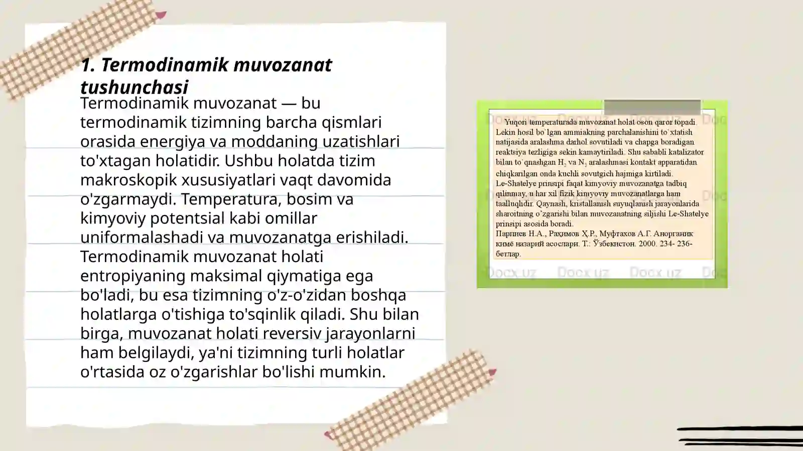 Termodinamik muvozanat konstantasi 3