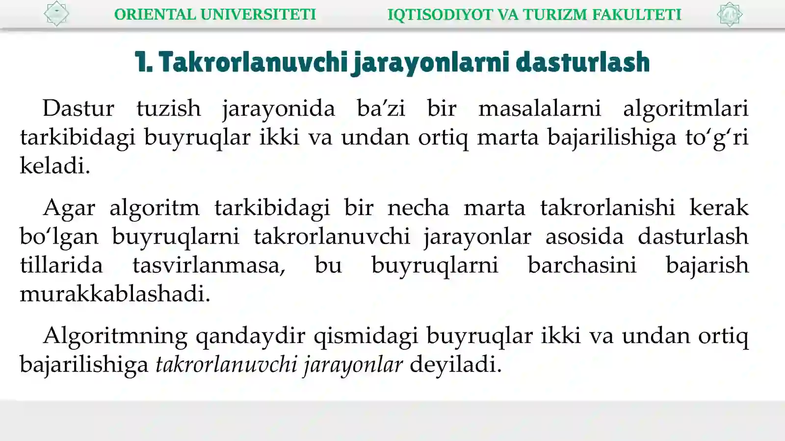 Pythonda takrorlanish operatorlari 3