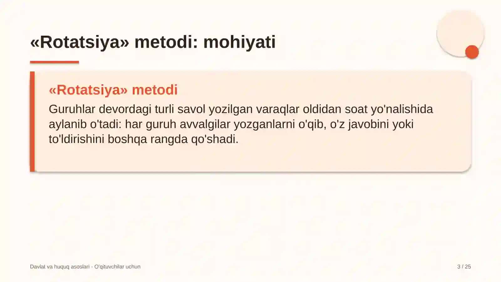 davlat va huquq asoslari darslarida rotatsiya metodidan foydalanish 5517 3
