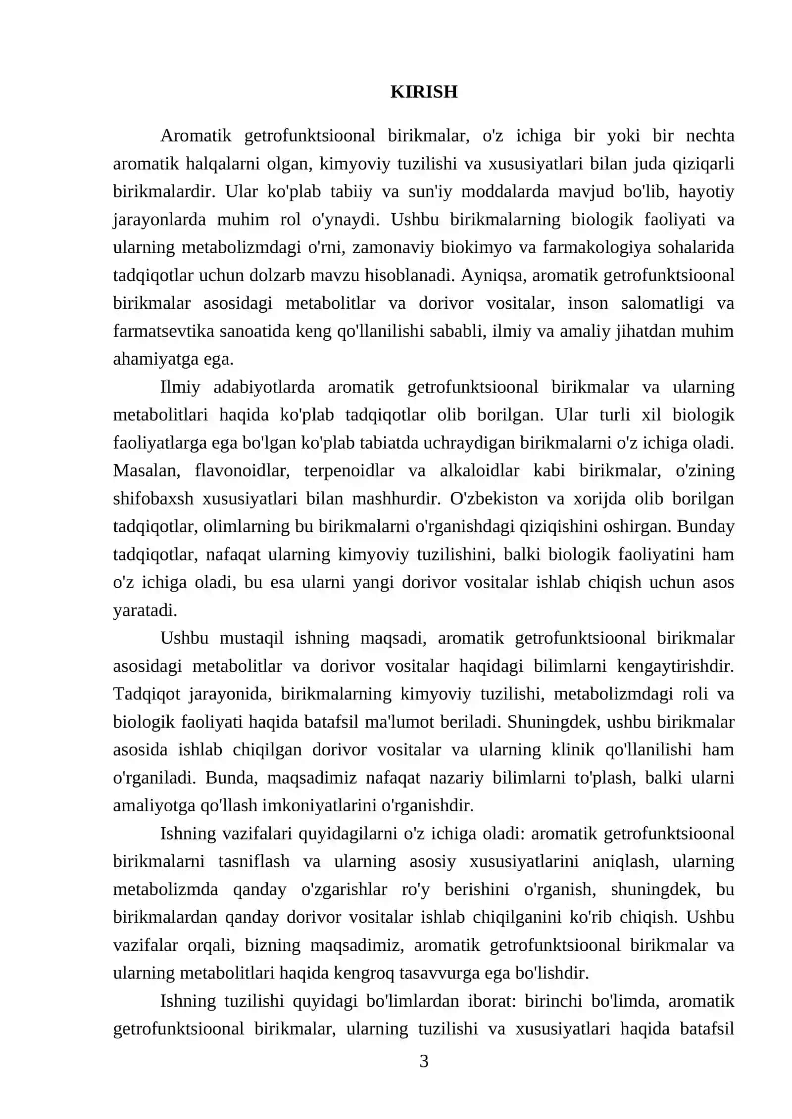 Aromatik getrofunkisyonal birikmalar asosidagi metoblitlar va dorivor vositalar 3