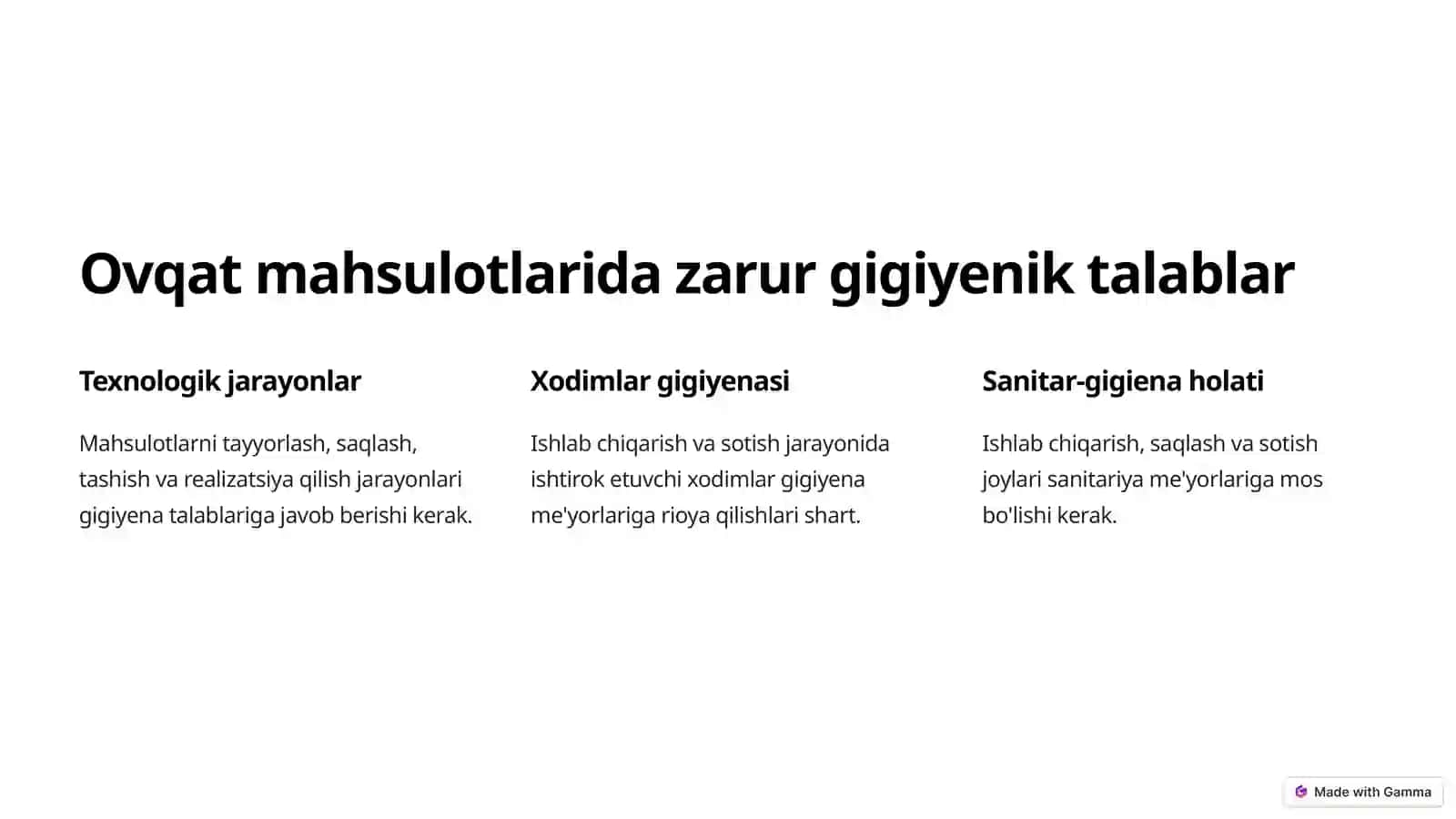 Ovqat mahsulotlarining sifatini gigiyenik baholash 3